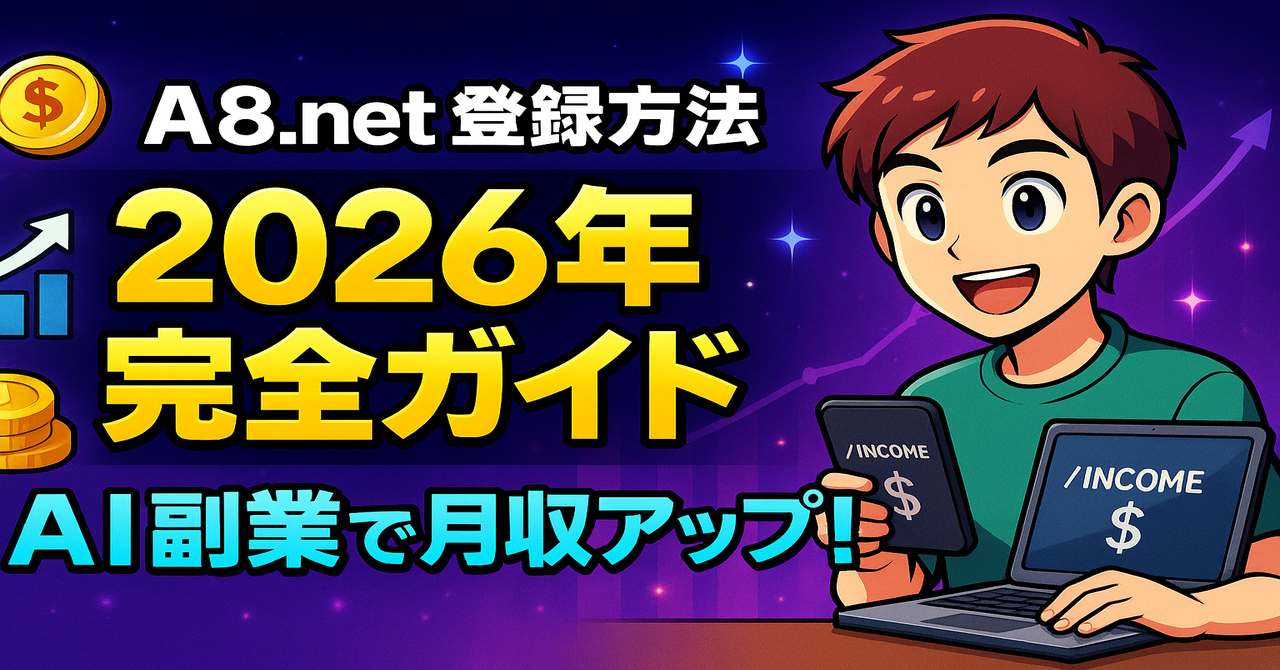 A8.net登録方法と使い方2026年完全ガイドのアイキャッチ画像
